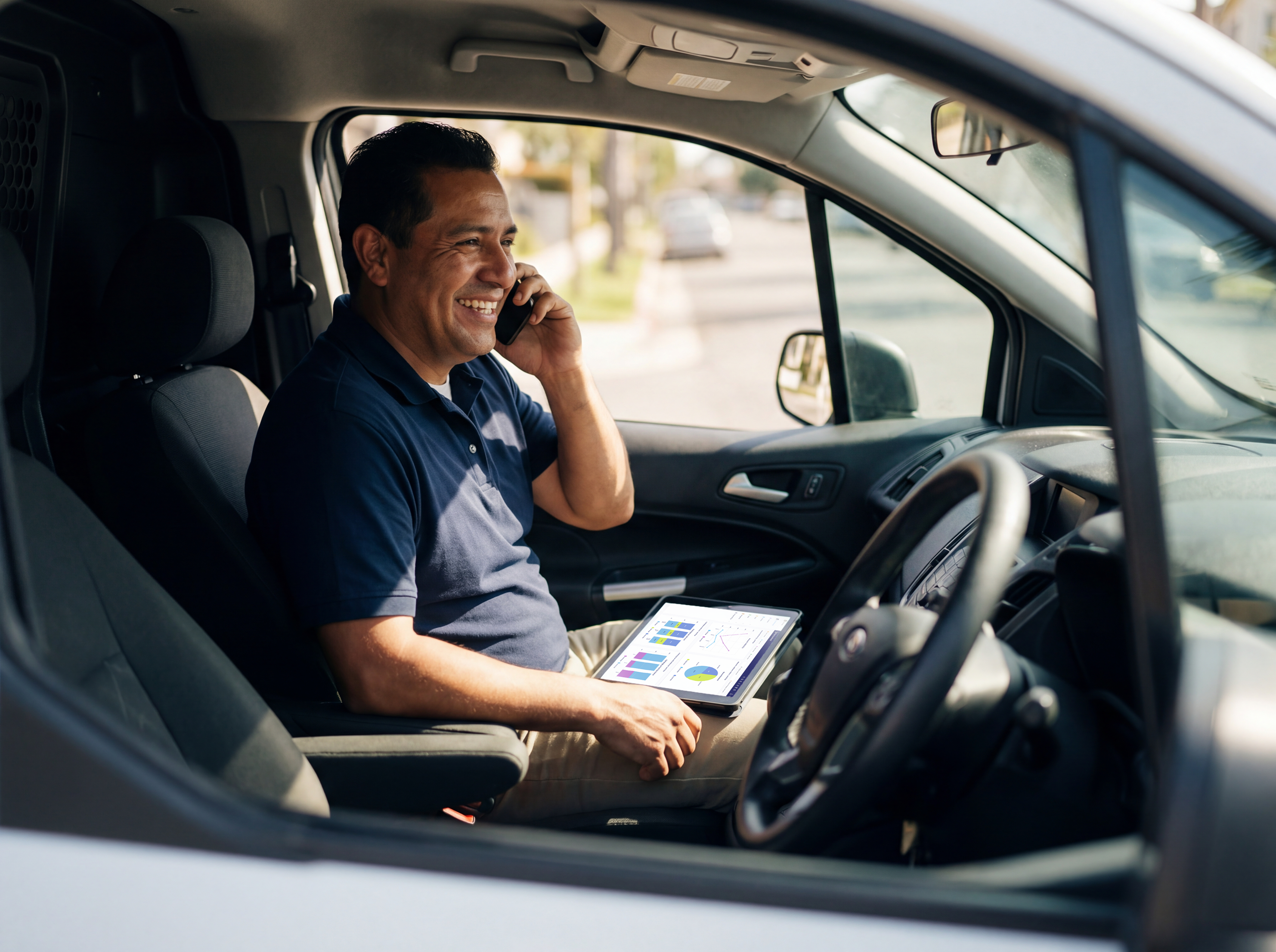 Field service professional in van