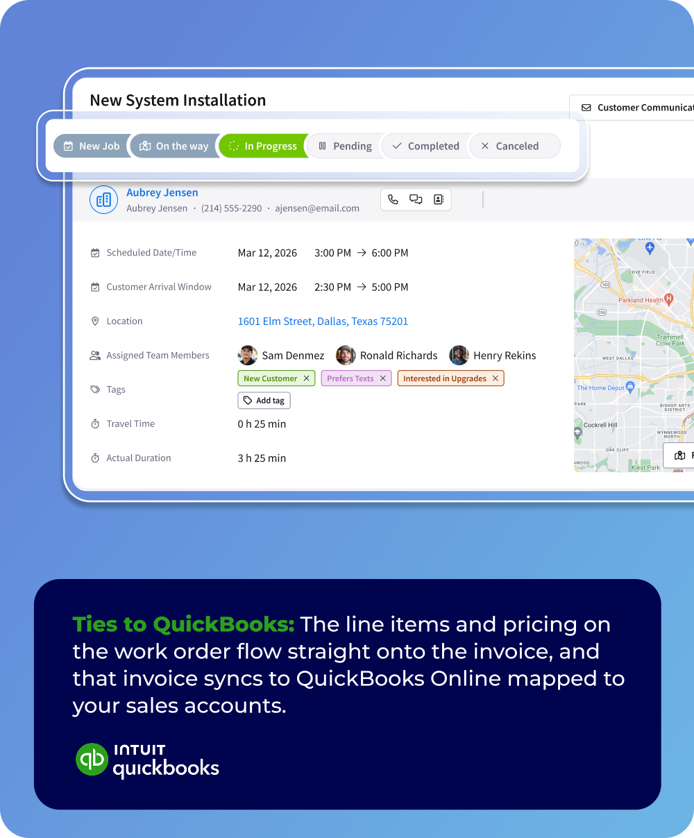 FieldPulse work order with QuickBooks invoice sync